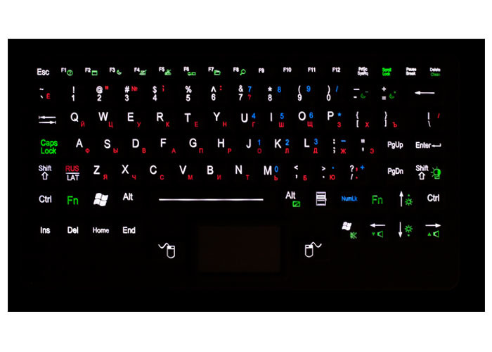 94 Keys IP67 Ruggedized Backlit Silicone Industrial Keyboard With Touchpad Matrix FPC Flex Cable