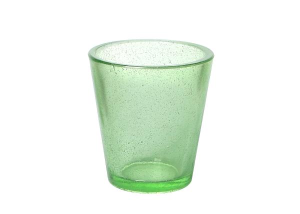 Buy cheap 92mm Dense Bubble Green Colored Glass Candle Holder Hand Pressed from wholesalers