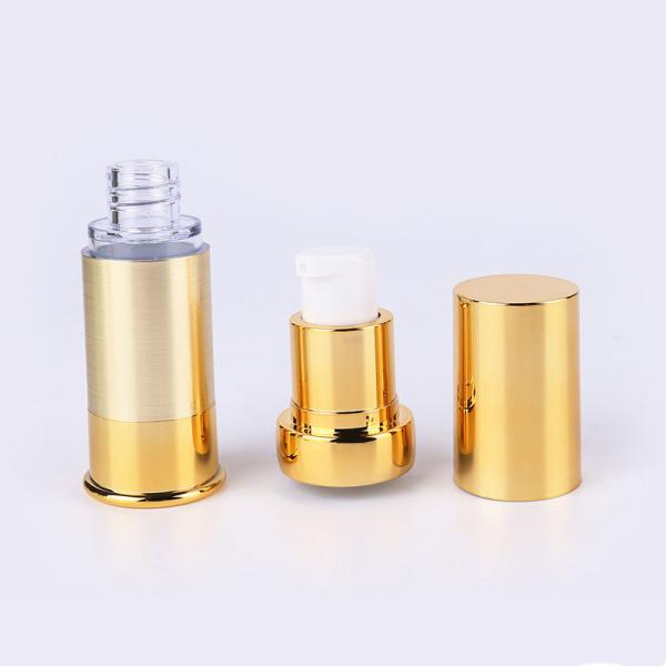 Buy cheap Pearly 10ML 15ML 20ML 30ML gold plastic PP China manufacturer skin care round airless pump bottle cosmetic packaging from wholesalers