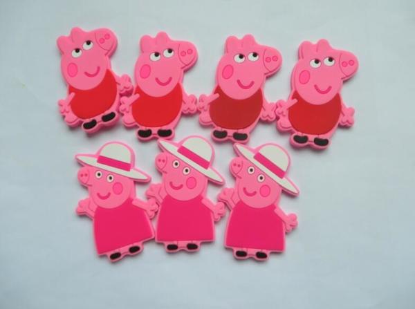 Funny 3d Cartoon Pig Shape Rubber Fridge Magnet PVC In Pink Color , Best Tourist