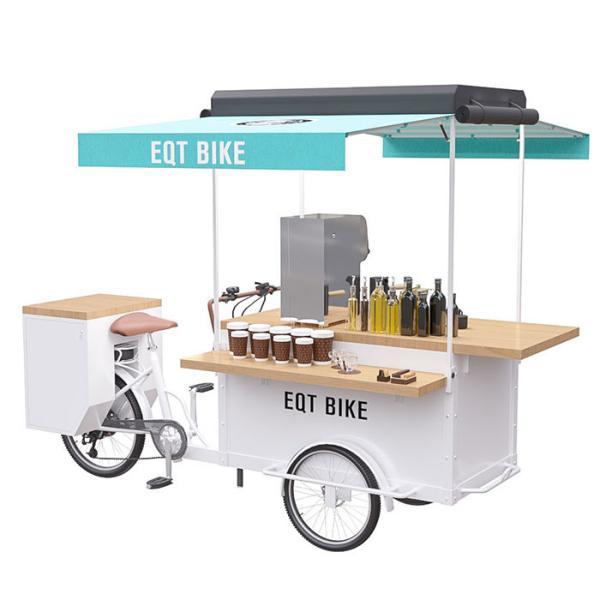 Buy cheap Tea Drink Coffee Bike Cart All Stainless Steel Frame With 36 V / 12 Ah Lithium Battery from wholesalers