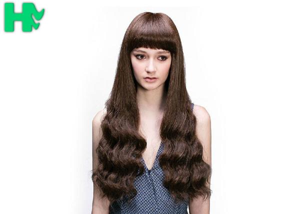 Buy cheap Natural Looking Young Girl Wave Brown Wig With Bangs 26 Inch Length from wholesalers