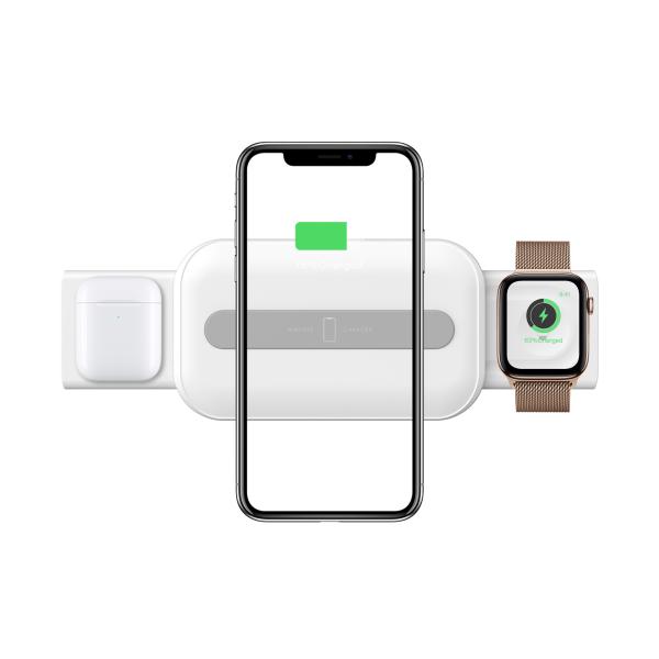 Quality 10 Watt Phone Iwatch Airpods Triple Wireless Charging Pad for sale