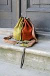 leather woman bag baggy shape Maja multicolor Ladybuq art design