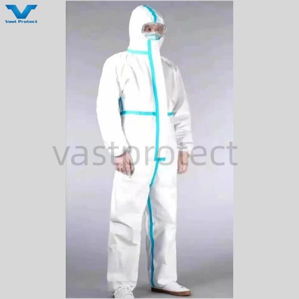 Buy cheap Light Chemical Protective Clothing PP PE White Disposable Type 5 6 Coveralls With Tape from wholesalers