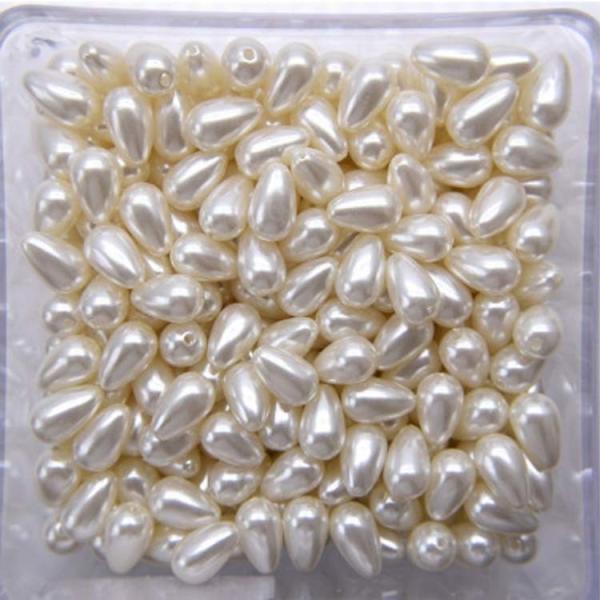 Buy cheap ABS Plastic Bead 8mmx13mm White Drop Pearls for Fashion Jewelry from wholesalers