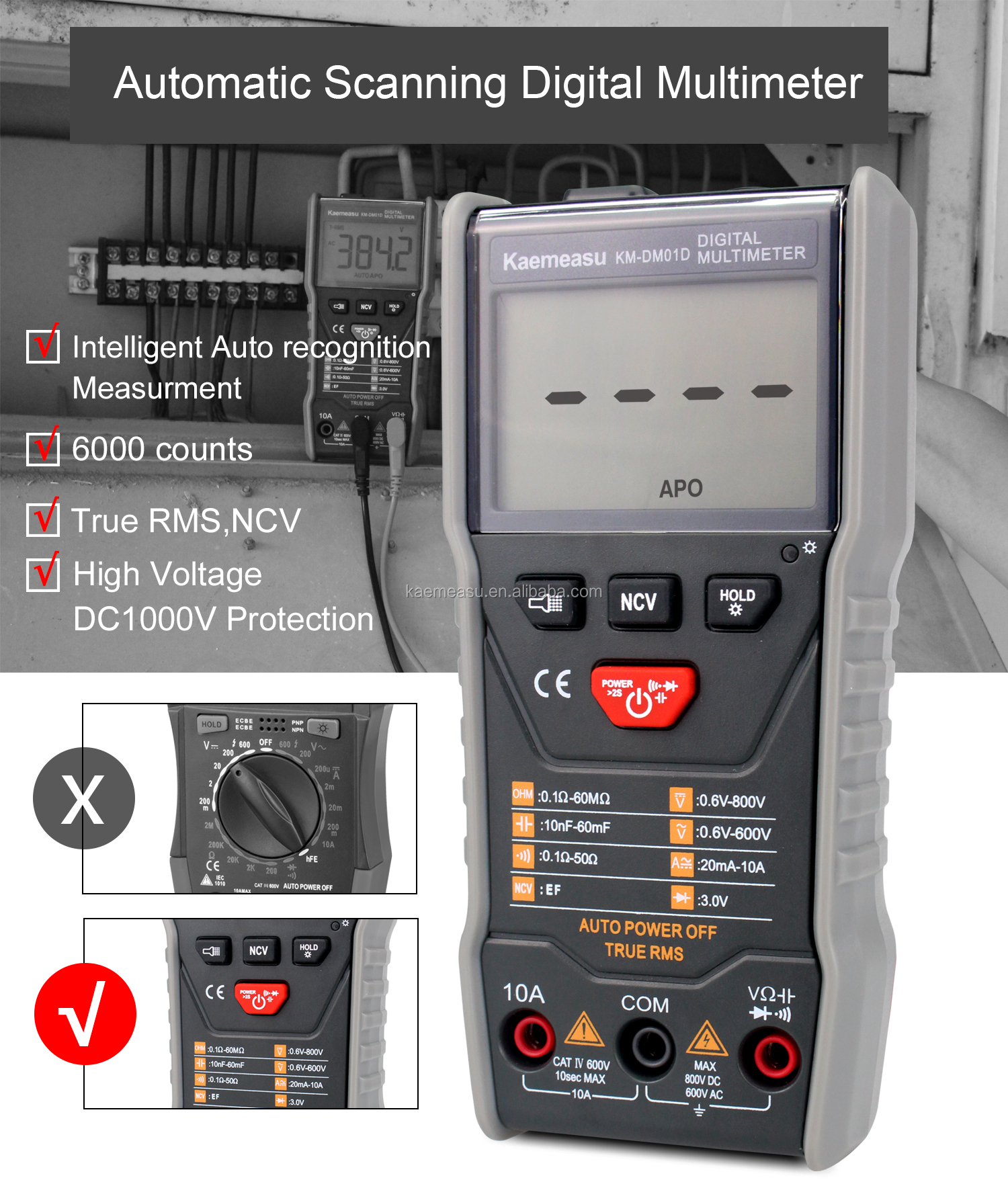 Auto-ranging Multimeters 3 5/6-digit DC/AC True-rms Digital Multimeter With Ncv Multimeter Tester