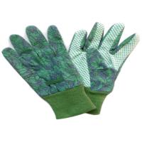 Buy cheap Green Knit Wrist Working Hands Gloves Green PVC Dot Grip Garden Cotton Canvas product