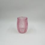 Ribbed Vertical Stripe Glass Bathroom Accessories Set in Pink Color for Luxury