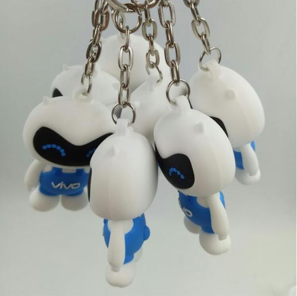 Personalized Vivo Cellphone Brand 3d Soft PVC Keychain With Cartoon White Cat