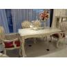 Buy cheap Six Seat Classic French Furniture White Dining Table Rose Carve Pattern Crooked Legs from wholesalers