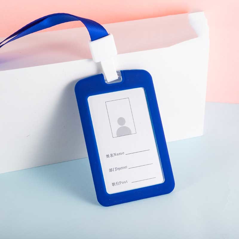 Silicone ID Name Badge Card Case Protector With Retractable Cord and Breakaway Buckle