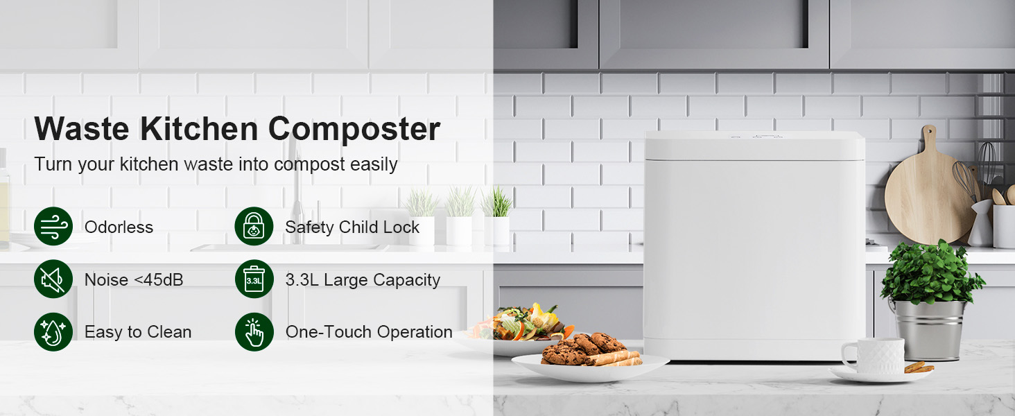 Kitchen Garbage Disposal Kitchen Composting Machine with Odor-free Deodorant Garbage Collector Small Processor CE FCC CB