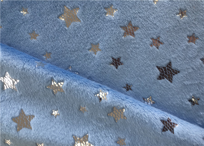 160CM Width Anti Pilling Silver Star Foil Printing Minky Plush Fabric
