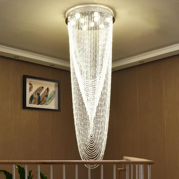 Buy cheap Luxury Stair Chandelier Lighting Crystal Tassel Indoor Lighting Restaurant Lobby Hotel Chandelier(WH-NC-32) from wholesalers