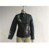 Buy cheap Multi Color Pu Leather Coat , Black Embroidered Mandarin Collar Flower Tw78425 from wholesalers