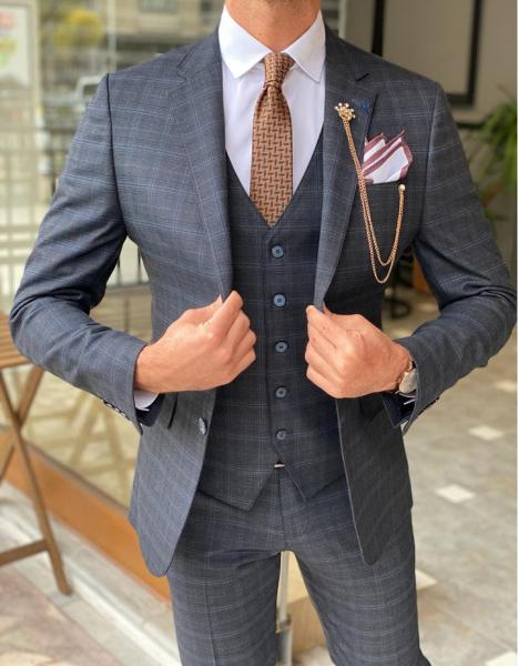 Buy cheap 45% Wool Blue Tuxedo Suit from wholesalers