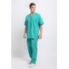 Buy cheap 125 GSM Men Nurse V Neck Green Plain Woven Medical Uniform Suit from wholesalers