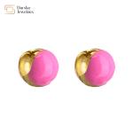 Summer Jewelry Enamel Round Ball Hoop Earrings 18k Gold Plated For Women