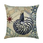 Mediterranean Style Throw Pillow Case Sea Theme Decorative Square Cotton Linen