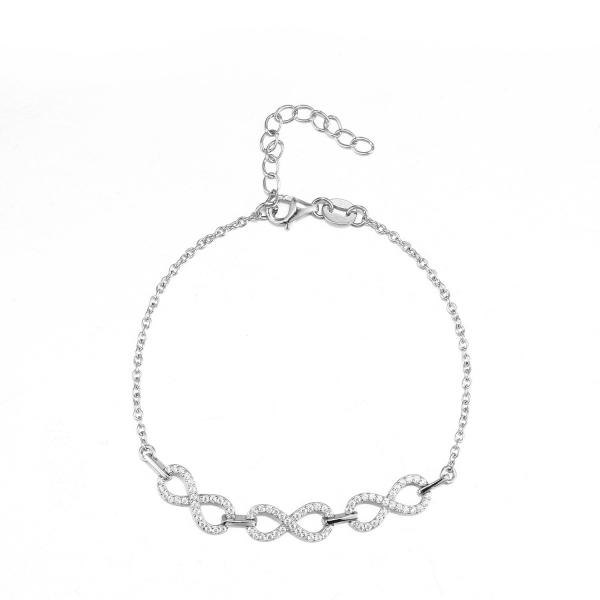 Buy cheap AAA Cubic Zirconia Sterling Silver Matching Bracelets For Best Friends 10.58g from wholesalers
