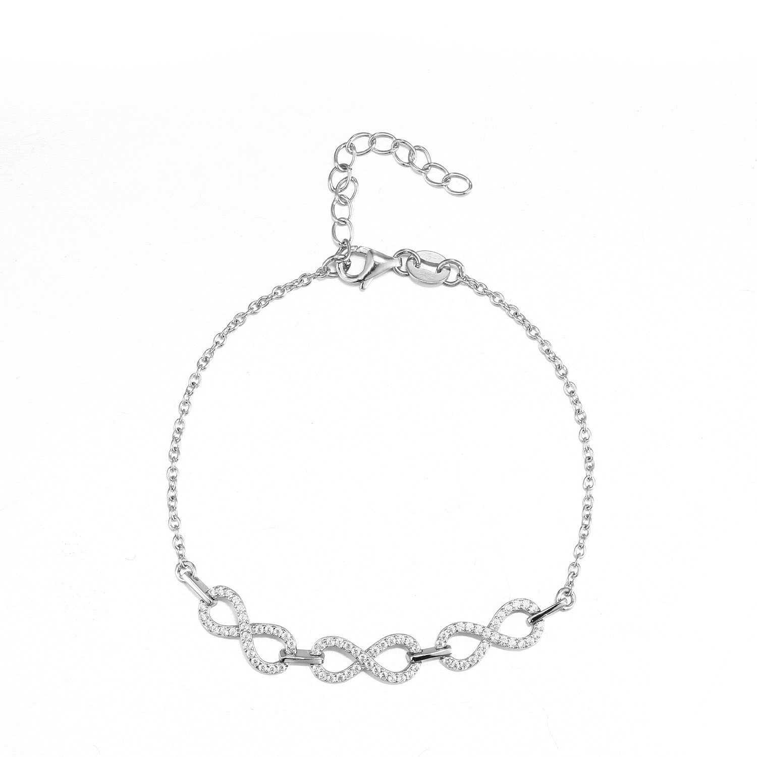 AAA Cubic Zirconia Sterling Silver Matching Bracelets For Best Friends 10.58g