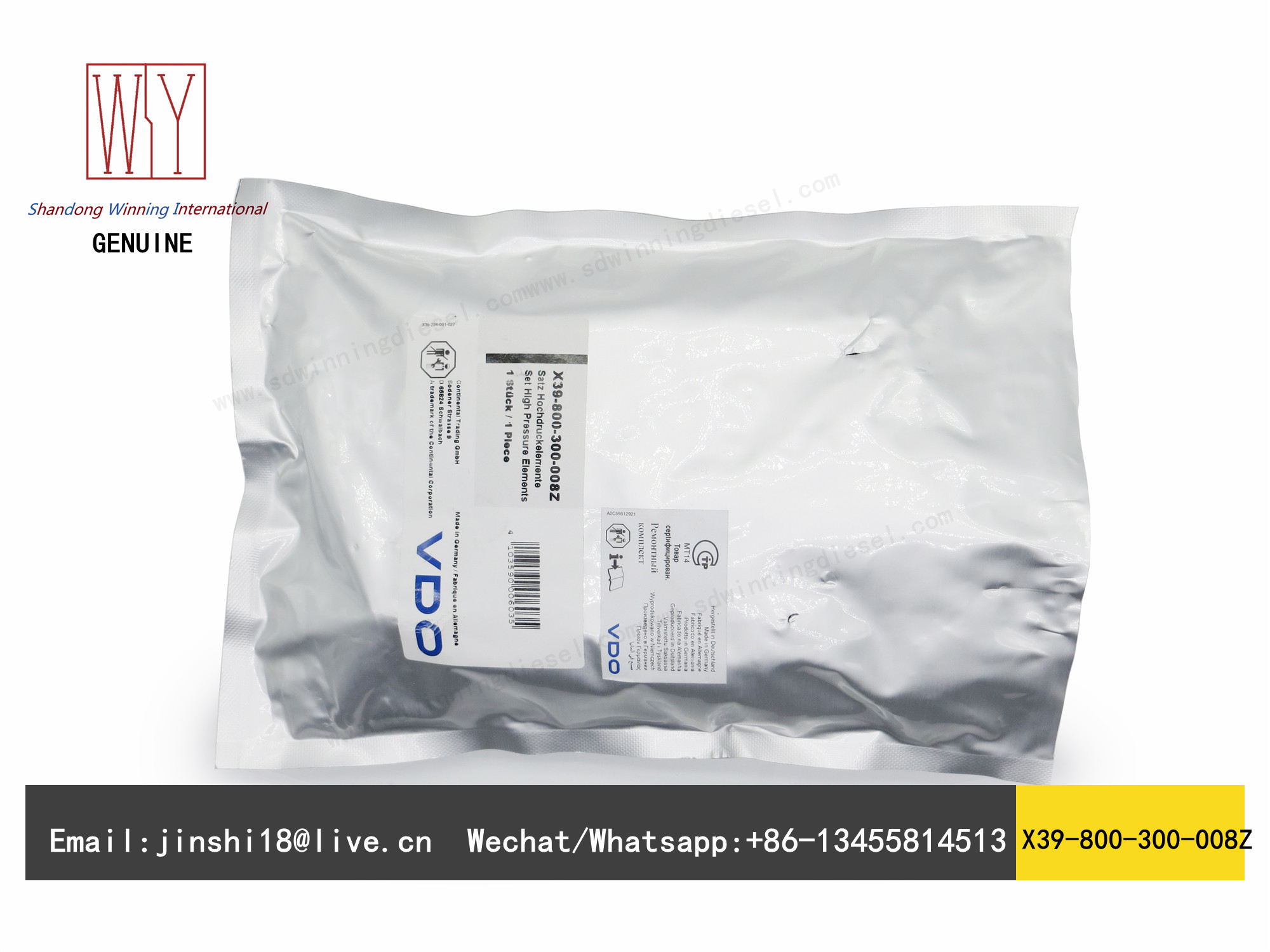 VDO GENUINE AND BRAND NEW DIESEL FUEL PUMP HIGH PRESSURE ELEMENT X39-800-300-008Z FOR SIEMENS VDO PCR 2.0W 10 TD