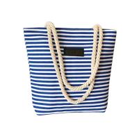 Buy cheap Women's Canvas Shopping Bags Blue / Red / Black Striped With Rope Handles product