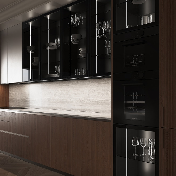 Factory Directly Custom Villa Home Smart Melamine Cabinet Kitchen With Island