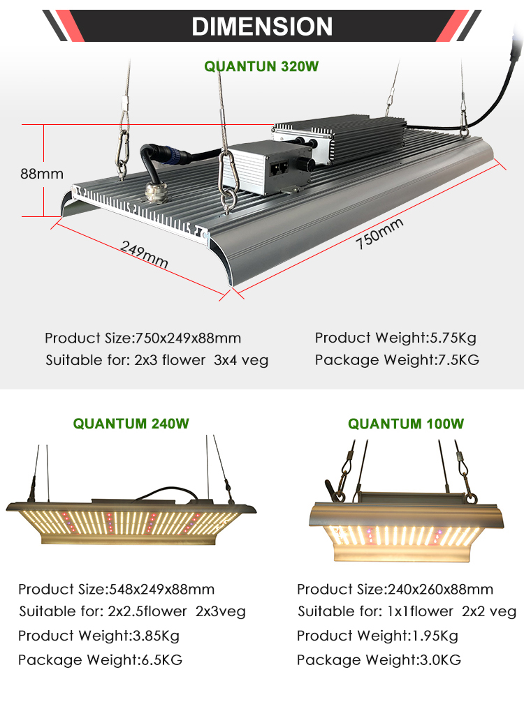 2x2 3x3 4x4 Quantum Horticulture LED Grow Lights With PWM Controller