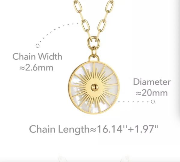 Buy cheap White Fritillary Sun Pendant Necklace Gold Stainless Steel Necklace from wholesalers