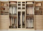 Pull Out Cloth Rack Walk In Closet Cabinets , Melamine Finish 4 Door Wardrobe