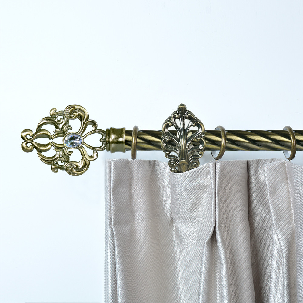 25MM Diameter Diamond Twisted Pipe Curtain Rods Accessories Anti Brass Color
