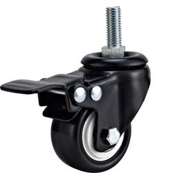 Buy cheap light duty 2" threaded stem black PU caster with brake, 2.5 inch, 3 inch PU castor, small caster, lacque caster from wholesalers