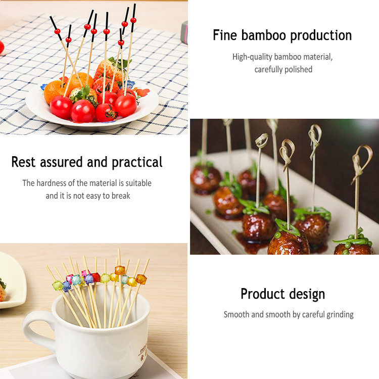 Eco Friendly Polished 12cm Bamboo Skewer Sticks