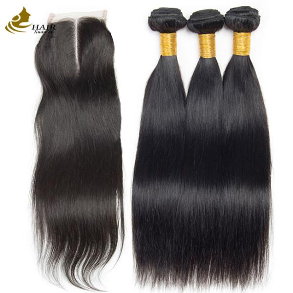 Buy cheap OEM 18 Inches Natural Black Straight Raw Virgin Human Hair Bundles With Closure from wholesalers