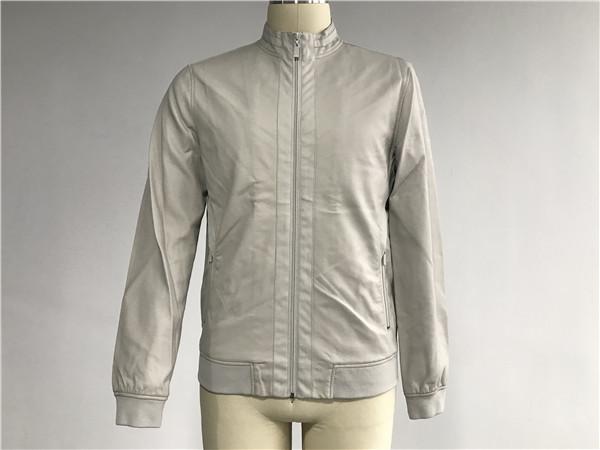 Buy cheap Light Grey Mens PU Jacket / Pleather Biker Jacket With Nylon Zip Through TW67655 from wholesalers