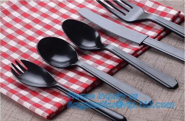 6" PS Disposable Plastic Forks Spoons Knives Western Cultery Sets in Restaurants