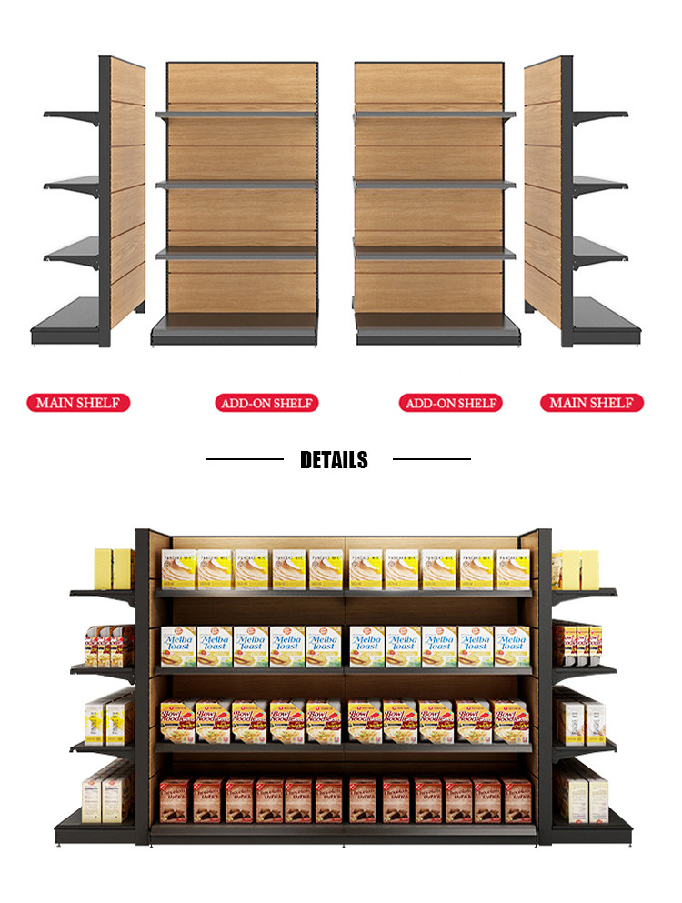 Stable Modern Supermarket Display Shelving System