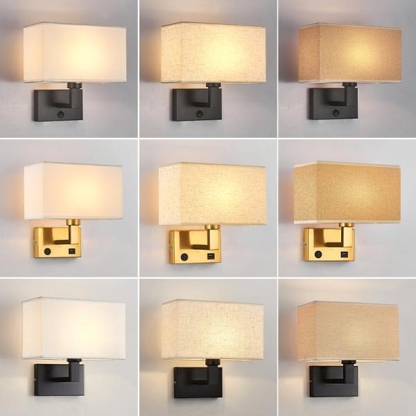 Surface mounted hotel wall lamp bedroom indoor fabric shade bedroom bedhead wall