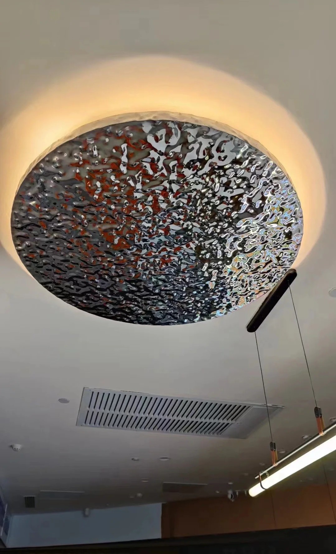 Custom Cutting Size Water Ripple Effect Stainless Steel Circular Ceiling Panels Decoration