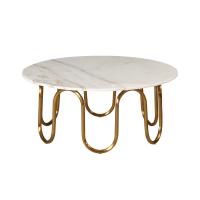 Buy cheap Satin White Marble Top Coffee Table Gold Stainless Steel Central Coffee Table product