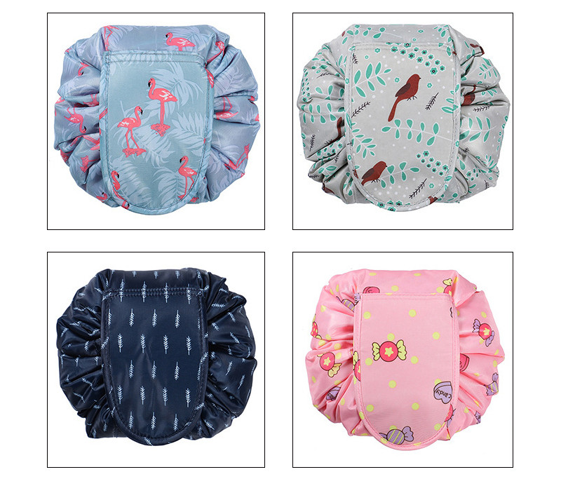 Multi Function Colorful Printing Lazy Drawstring Cosmetic Bag