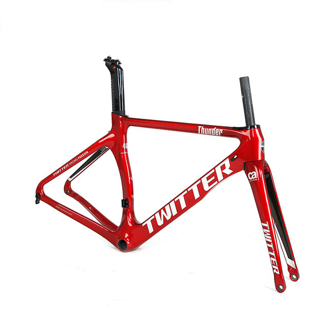 Height 52cm Carbon Road Bike Frame , TWITTER Thunder Frameset 700x25C Wheel Size