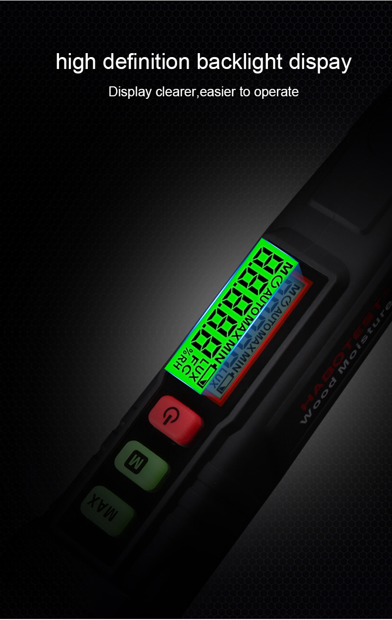 HT65 Digital Wood Moisture Meter Firewood Moisture Tester Drywall Moisture Detector Professional Moisture Content Meter