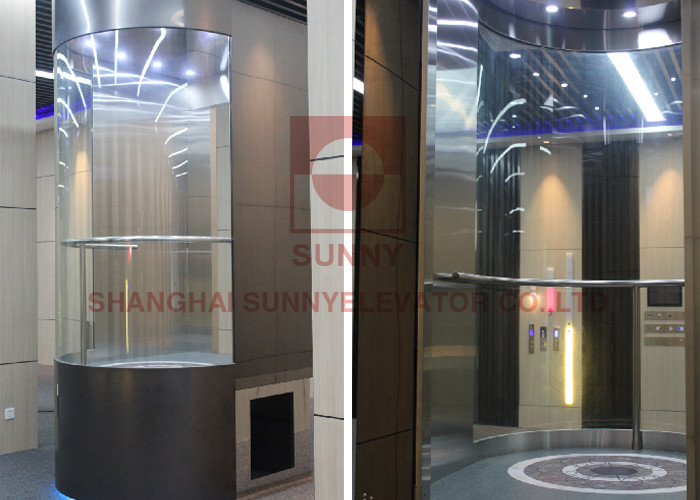 500~1000kg Rhombus Cabin Panoramic Elevator, Observation Lift Without Machine Room