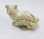 Fashion Pink Cat trinket boxes with crystal Rhinestone metal cat craft Jewelery