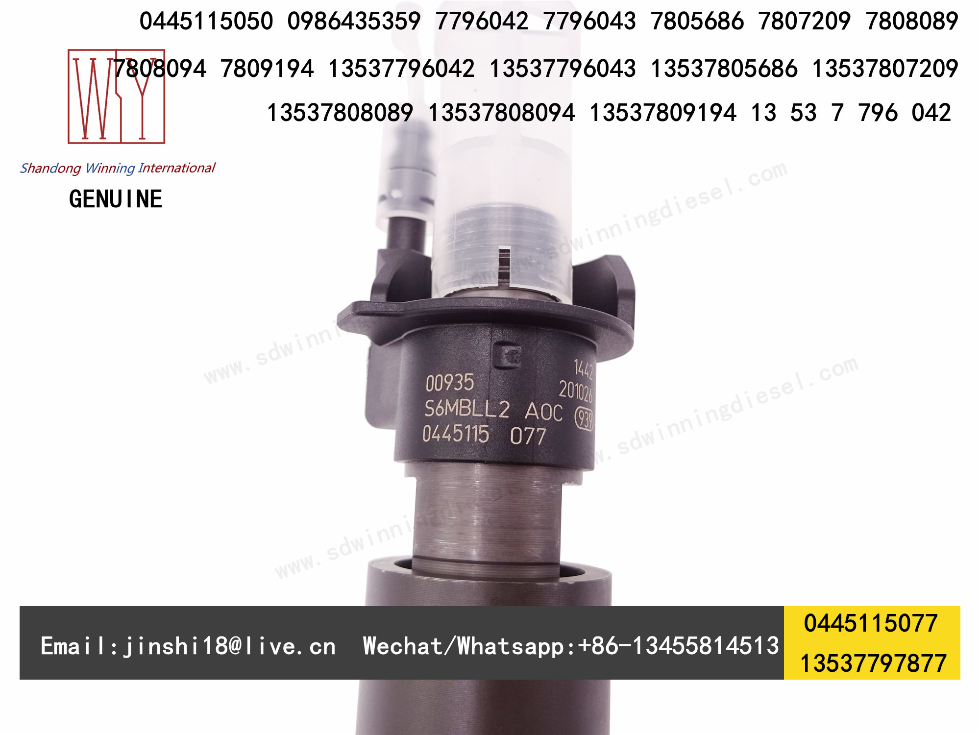 BOSCH GENUINE AND BRAND NEW DIESEL FUEL PIEZO INJECTOR 0445115077, 0445115050, 0986435359, 13537797877, 13537808089, 135