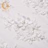 Buy cheap Beautiful 3D White Floral Lace Fabric Beaded Polyester Water Soluble from wholesalers