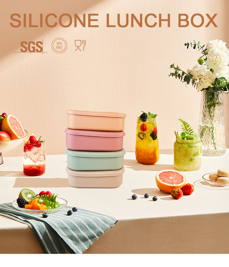800ml 1200ml Collapsible Silicone Lunch Box For Outdoor Office Bento